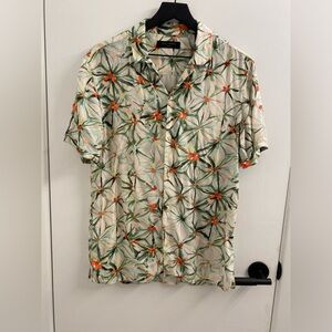 All Saints Green and Orange‎ Floral Casual Button Down Shirt